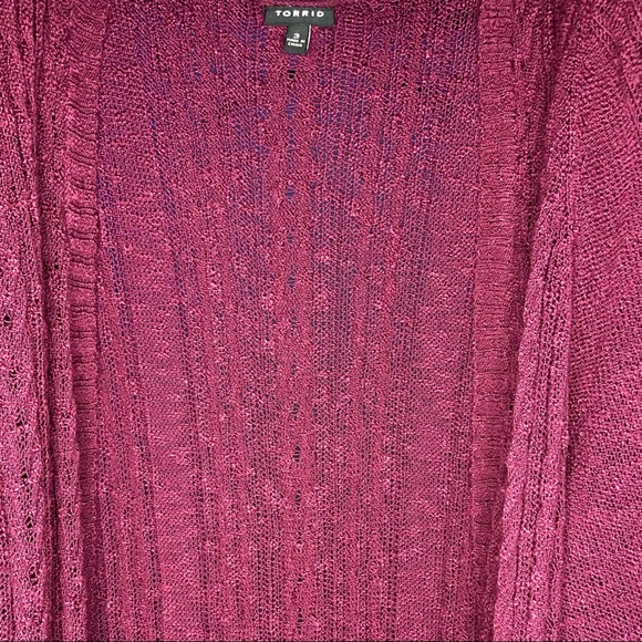 TORRID PURPLE CABLE KNIT DUSTER SWEATER - Picture 3 of 5